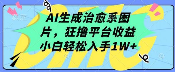AI生成治愈系图片,狂撸平台收益,小白轻松入手1W+