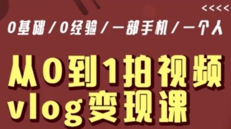 从0到1拍视频vlog变现课，5分钟每天，每月多赚1W