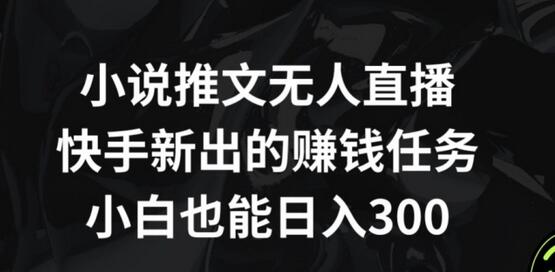 小说推文无人直播,快手新出的赚钱任务,小白也能日入300+
