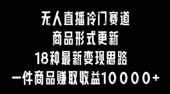 无人直播冷门赛道，商品形式更新，18种变现思路，一件商品赚取收益10000+