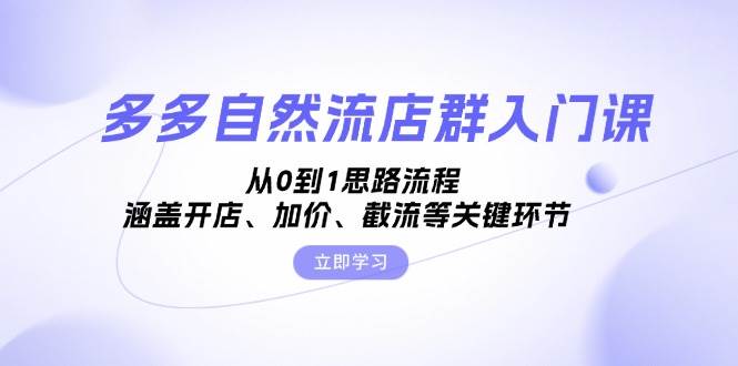 多多自然流店群入门课,从0到1思路流程,涵盖开店、加价、截流等关键环节