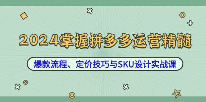 2024掌握拼多多运营精髓:爆款流程、定价技巧与SKU设计实战课