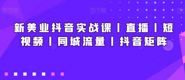 新美业抖音实战课丨直播丨短视频丨同城流量丨抖音矩阵