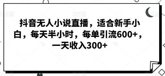 抖音无人小说直播,适合新手小白,每天半小时,每单引流600+,一天收入300+