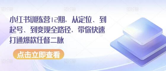 小红书训练营12期,从定位、到起号、到变现全路径,带你快速打通爆款任督二脉
