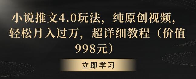 小说推文4.0玩法,纯原创视频,轻松月入过万,超详细教程(价值998元)