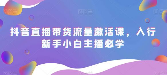 抖音直播带货流量激活课，入行新手小白主播必学