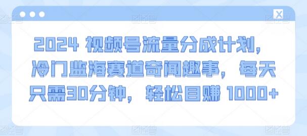 2024视频号流量分成计划，冷门监海赛道奇闻趣事，每天只需30分钟，轻松目赚 1000+