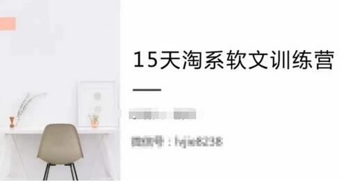 15天淘系软文训练营,跟年入50万的淘系软文导师,学习月收过万的淘系软文