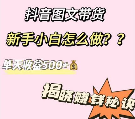 抖音图文带货，新手小白怎么做？单天收益500+【揭秘赚钱秘诀】